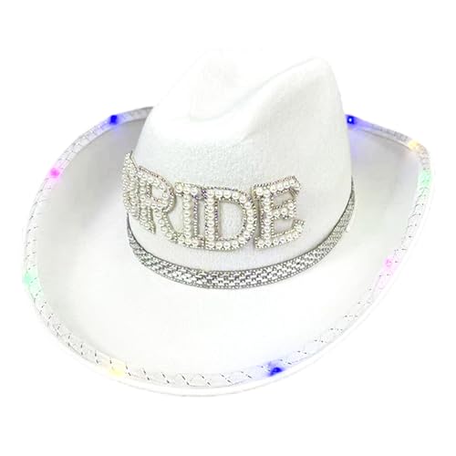 Xinsheinelry LED-Brauthut für Hochzeit, Braut, Western, leuchtende breite Krempe, künstliche Perlen, Buchstabenhut, Erwachsene, Junggesellinnenabschiede Xinsheinelry LED-Brauthut für Hochzeit, Braut, Western, leuchtende breite Krempe, künstliche Perlen, Buchstabenhut, Erwachsene, Junggesellinnenabschiede von Xinsheinelry