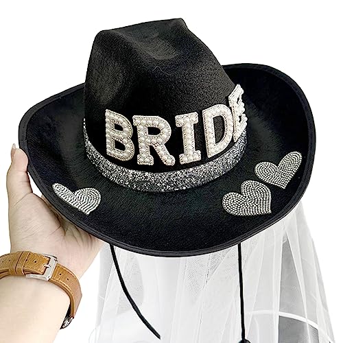 Xinsheinelry Mit Schleier, Brautparty, Party-Requisiten, Junggesellinnenabschied, glitzernder Hut von Xinsheinelry