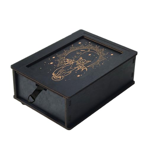 Xinsheinelry Push Pull Tarot Card Storage Box Holz Tarotkarten Aufbewahrungskoffer Tragbarer Kartenbehälter Astrologie Schmuckstück von Xinsheinelry