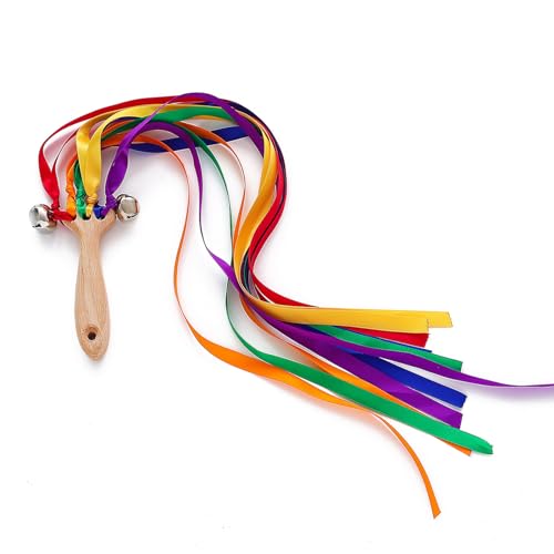 Xinsheinelry Sensorisches Band Ribbon Sensorisches Spielzeug Baby Teether Hand Kite Natürliche Holzschleifenspielzeug Bunte Baby Sensorisches Tanzspielzeug von Xinsheinelry