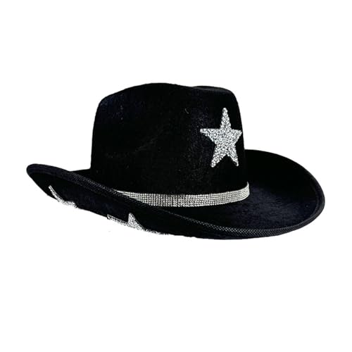 Xinsheinelry Shining Crystal Star Hat for Women Men Music Festival Hat with Five Pointed Star Pattern for Adult Stage von Xinsheinelry