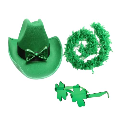 Xinsheinelry StPatrick Day Celebration Green Hat Scarf Set Festival Motto Party Props Shamrock Hat Irish von Xinsheinelry