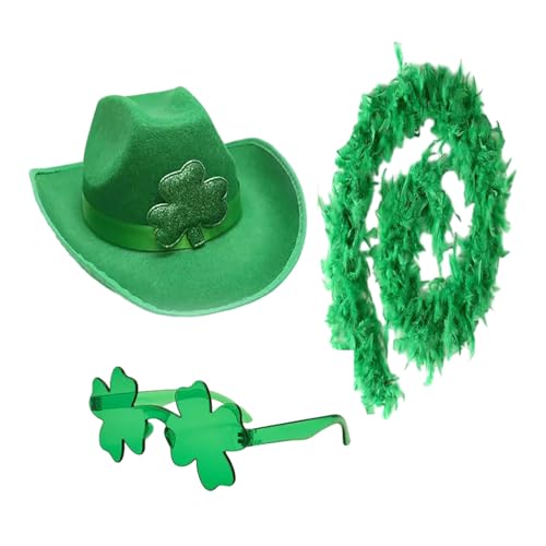 Xinsheinelry StPatrick Day Celebration Green Hat Scarf Set Festival Motto Party Props Shamrock Hat Irish von Xinsheinelry