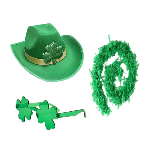 Xinsheinelry StPatrick Day Celebration Green Hat Scarf Set Festival Motto Party Props Shamrock Hat Irish von Xinsheinelry