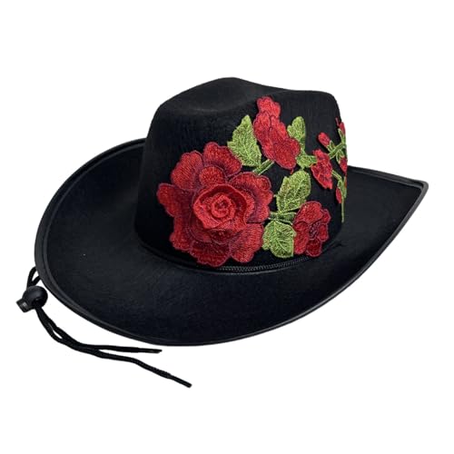 Xinsheinelry Stickerei-Blumen-Zylinder für Junggesellinnenabschied, Erwachsene, Uni, breite Krempe, Halloween-Hut, Festival-Requisiten, Kostüm Xinsheinelry Stickerei-Blumen-Zylinder für Junggesellinnenabschied, Erwachsene, Uni, breite Krempe, Halloween-Hut, Festival-Requisiten, Kostüm von Xinsheinelry