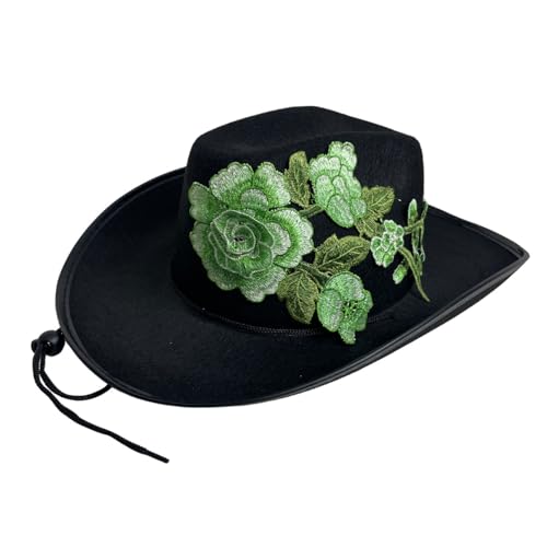 Xinsheinelry Stickerei-Blumen-Zylinder für Junggesellinnenabschied, Erwachsene, Uni, breite Krempe, Halloween-Hut, Festival-Requisiten, Kostüm von Xinsheinelry