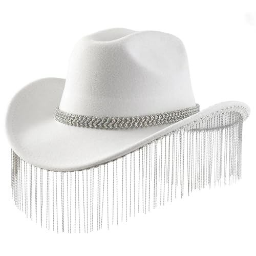 Xinsheinelry Strass-Hut mit Fransen für Damen, breite Krempe, Rollenspiel-Hut, Hochzeit, Party, Requisiten, Junggesellinnenabschiede Xinsheinelry Strass-Hut mit Fransen für Damen, breite Krempe, Rollenspiel-Hut, Hochzeit, Party, Requisiten, Junggesellinnenabschiede von Xinsheinelry