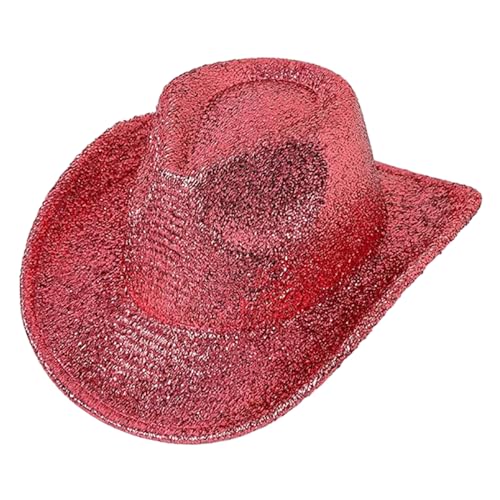 Xinsheinelry Vintage Country Western Disco CowgirlHat Giltter Metalic für Party Foto Requisiten Headwaer von Xinsheinelry