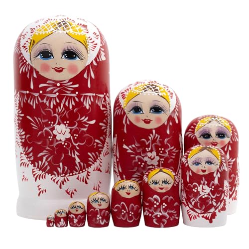 Xinsheinelry Vintage Matryoshka Dolls 10pcs Holz Russische Nistpuppen Set Festival Babushka Souvenir Kulturgeschenke Tabletop Dekore Xinsheinelry Vintage Matryoshka Dolls 10pcs Holz Russische Nistpuppen Set Festival Babushka Souvenir Kulturgeschenke Tabletop Dekore von Xinsheinelry