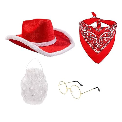 Xinsheinelry Weihnachtsmann-Anzug, Hut, Bart Brille, Bandana, Handschuhe, Gürtel, Foto-Requisiten, Weihnachtsfeier, Coaplay von Xinsheinelry