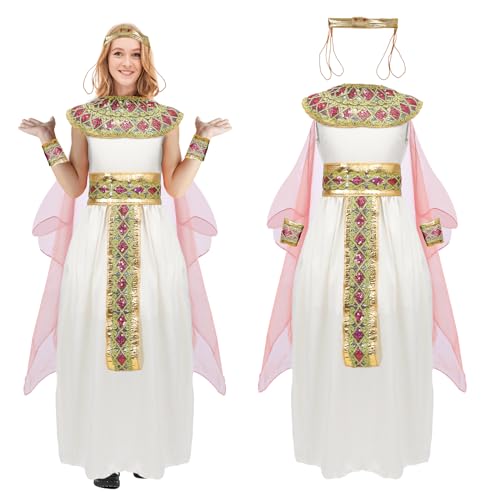 Xinxiaomeng Kleopatra-Kostüm für Damen, ägyptische Prinzessin-Kostüm, Cleopatra-Zubehör, Halloween-Outfit, Requisiten, 6 Stück, Pink, L Xinxiaomeng Kleopatra-Kostüm für Damen, ägyptische Prinzessin-Kostüm, Cleopatra-Zubehör, Halloween-Outfit, Requisiten, 6 Stück, Pink, L von Xinxiaomeng