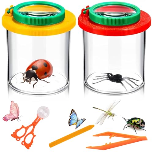 2 Pcs Becherlupen Set mit Pinzette & Insektenfänger Scherenzange, Lupenglas für Insekten Oder Blättern,Insektenglas mit 3-Fach & 6-Fach Lupe,Lupenbecher für Kinder Outdoor Wissenschaft Natur Erkundung 2 Pcs Becherlupen Set mit Pinzette & Insektenfänger Scherenzange, Lupenglas für Insekten Oder Blättern,Insektenglas mit 3-Fach & 6-Fach Lupe,Lupenbecher für Kinder Outdoor Wissenschaft Natur Erkundung von Xinxinphi