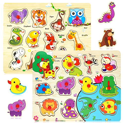 2 Stück Holzpuzzle Steckpuzzle ab 1 2 3 Jahre,Greifpuzzle Holzspielzeug,Montessori Lernspielzeug für Baby Kinder Junge Mädchen,mit Griffigen Holzknöpfen,Bauernhof,Dschungeltiere Motive Geschenke 2 Stück Holzpuzzle Steckpuzzle ab 1 2 3 Jahre,Greifpuzzle Holzspielzeug,Montessori Lernspielzeug für Baby Kinder Junge Mädchen,mit Griffigen Holzknöpfen,Bauernhof,Dschungeltiere Motive Geschenke von Xionghonglong