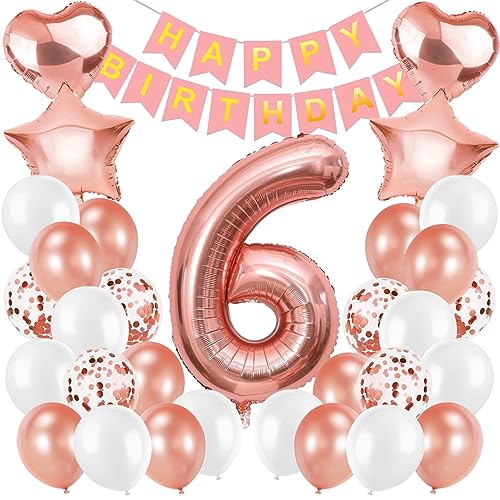 Geburtstagsdeko Mädchen Zahl 6. Rosegold Luftballons 6. Geburtstag Mädchen Ballon 6. Geburtstag deko Folienballon 6 Jahre Kindergeburtstag Deko von Xionghonglong