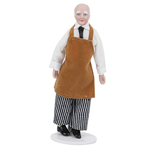 Xiuganpo 1:12 Skala Miniaturporzellan Keramikpuppe, Küchenchef Man und Diener Puppenmodell, 3 Potenbare Actionfiguren, Puppenhauspuppen für Weihnachten, Geburtstagsdekoration (Geschäft) von Xiuganpo