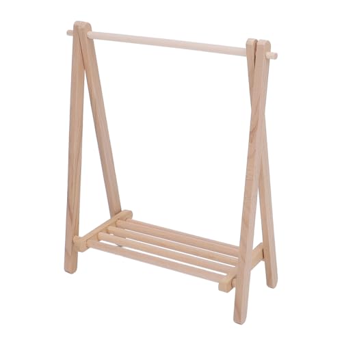 Xiuganpo Miniaturpuppe Kleidungsständer, 1 12wooden Floor Dollhouse Kleidung Ständer Dolls Kleidung, Birkenholz -Kleiderbügel Kleidungsstange für Puppenhaushaltsvorräte, von Xiuganpo