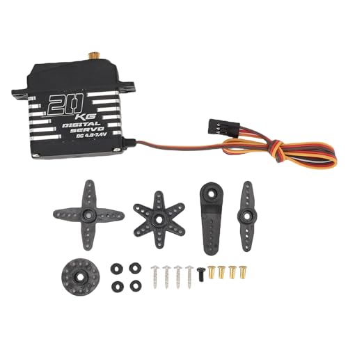 Xiuganpo RC Digitales Servo, Aluminiumlegierung Digitales Servo mit Kupferausrüstung, 180 ° -Kontrollwinkel -Servo für 1/8 1/10 1/12 RC Car Truck Crawler Boat Roboter (20KG) von Xiuganpo