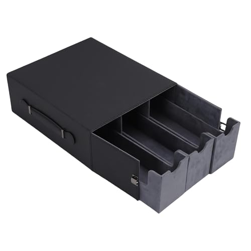 Xiuganpo Sammelkartenbox, 3-Reihige Kartenbox Aus Karton, wasserdichte, Tragbare Pu-Kartenbox, SamtgefüTterte Kartenboxen FüR Sportkarten, Baseball Und Spielkarten (Gray) von Xiuganpo