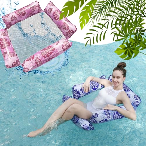 Xiujuers 2 Stück Luftmatratze Pool, XL Pool Spielzeug Luftmatratze Wasser, 4 in 1 Wasserspielzeug Wasserhängematte, Luftmatratze Pool Erwachsene, Wasserspielzeug für Erwachsene und Kinder (C) von Xiujuers
