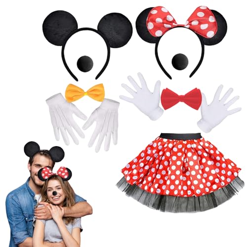 Xiujuers Damen Maus Mouse Kostüm, Micky Maus Kostüm Set, Maus Ohren Haarreif mit Handschuhe, Nase, Binden, Mini Maus Kostüm Damen, Micky Maus Kostüm Damen, Geeignet Karneval, Cosplay Party Xiujuers Damen Maus Mouse Kostüm, Micky Maus Kostüm Set, Maus Ohren Haarreif mit Handschuhe, Nase, Binden, Mini Maus Kostüm Damen, Micky Maus Kostüm Damen, Geeignet Karneval, Cosplay Party von Xiujuers