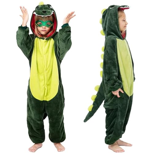 Xiujuers Dino Kostüm Kinder, Karneval Kostüm Kinder, Dinosaurier Kostüm Kinder, Dinosaurier Kostüm Jungen Mädchen, Dinosaurier Jumpsuit Kinder, Dinosaur Costume Kids für Karneval, Cosplay Party (110) von Xiujuers