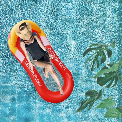 Xiujuers Luftmatratze Pool, Luftmatratze Wasser Hängematte, Aufblasbare Wasserhängematte Luftmatratze mit Netz und Kopfstütze, Aufblasbares Schwimmender Bett, Pool Zubehör Spaß (B) von Xiujuers