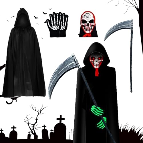 Xiujuers Sensenmann Kostüm Herren, Grim Reaper Costume, Halloween Kostüm Sensenmann, Halloween Kostüm Männer, Sensenmann Kostüm Erwachsene, Kostüm Sensenmann für Cosplay Halloween Party Xiujuers Sensenmann Kostüm Herren, Grim Reaper Costume, Halloween Kostüm Sensenmann, Halloween Kostüm Männer, Sensenmann Kostüm Erwachsene, Kostüm Sensenmann für Cosplay Halloween Party von Xiujuers