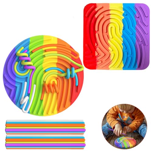 Xiuyer Sensory Toy, Autism Toy Sensory Activity Board with 20 Cords Silicone Sensory Game Toys Double-Sided Sensory Toy for Stress Relief Autism, ADHD von Xiuyer