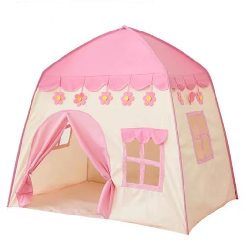 130x100x130 Großes Kinderspielzelt Kinderhaus Spielhaus Kinder mit Sternenlichtern Kinderzelt Prinzessin Schloss Spielzelt Draußen Mädchen Junge Spielzelt, Rosa Blume (130×100×130 cm,Rosa) von Xiyocadt