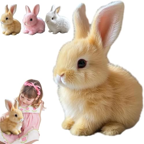 Bunny Mein Realistisches Kaninchen, My Realistic Bunny Toy, Interaktives Kaninchen Spielzeug, Ostergeschenke Kinder, Hüpfender Hase Spielzeug, Hasen Kuscheltiere Osterhase Plüschtier (#01,Braun) von Xiyocadt