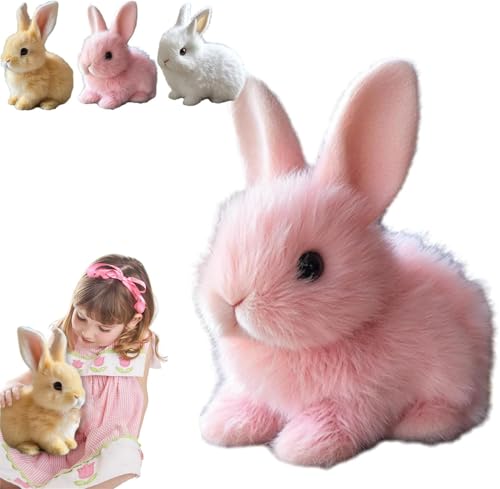 Bunny Mein Realistisches Kaninchen, My Realistic Bunny Toy, Interaktives Kaninchen Spielzeug, Ostergeschenke Kinder, Hüpfender Hase Spielzeug, Hasen Kuscheltiere Osterhase Plüschtier (#01,Rosa) von Xiyocadt