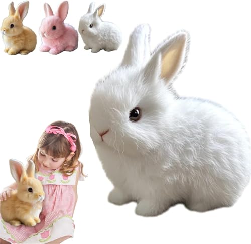 Bunny Mein Realistisches Kaninchen, My Realistic Bunny Toy, Interaktives Kaninchen Spielzeug, Ostergeschenke Kinder, Hüpfender Hase Spielzeug, Hasen Kuscheltiere Osterhase Plüschtier (#01,Weiß) von Xiyocadt