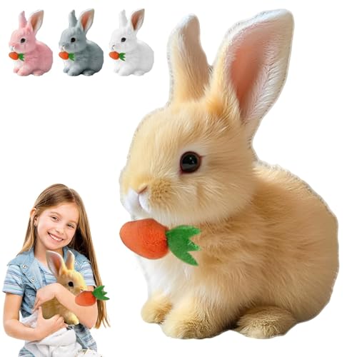 Bunny Mein Realistisches Kaninchen, My Realistic Bunny Toy, Interaktives Kaninchen Spielzeug, Ostergeschenke Kinder, Hüpfender Hase Spielzeug, Hasen Kuscheltiere Osterhase Plüschtier (#02,Braun) von Xiyocadt
