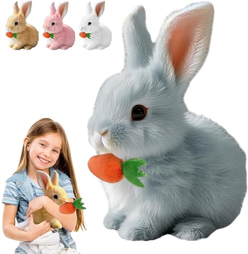 Bunny Mein Realistisches Kaninchen, My Realistic Bunny Toy, Interaktives Kaninchen Spielzeug, Ostergeschenke Kinder, Hüpfender Hase Spielzeug, Hasen Kuscheltiere Osterhase Plüschtier (#02,Grau) von Xiyocadt