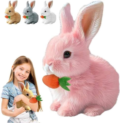 Bunny Mein Realistisches Kaninchen, My Realistic Bunny Toy, Interaktives Kaninchen Spielzeug, Ostergeschenke Kinder, Hüpfender Hase Spielzeug, Hasen Kuscheltiere Osterhase Plüschtier (#02,Rosa) von Xiyocadt