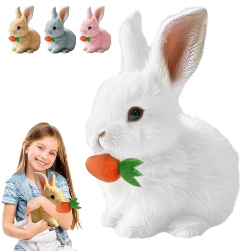 Bunny Mein Realistisches Kaninchen, My Realistic Bunny Toy, Interaktives Kaninchen Spielzeug, Ostergeschenke Kinder, Hüpfender Hase Spielzeug, Hasen Kuscheltiere Osterhase Plüschtier (#02,Weiß) von Xiyocadt