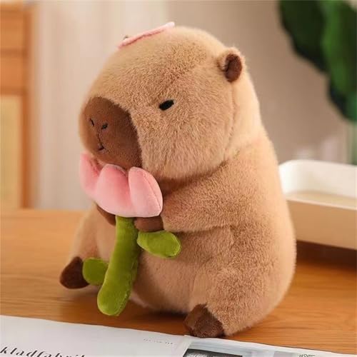 Capybara Kuscheltier, Niedlichen Wasserschwein Kuscheltier, Capybara PlüSchtier Mit Tragbarer Toast Kopfbedeckung, Heimdekoration Aus Realistischem TierplüSch Zum Kuscheln Und Einkuscheln (23cm,B) von Xiyocadt