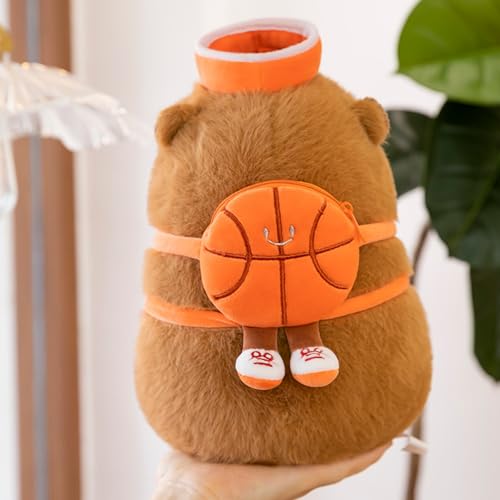 Capybara Kuscheltier mit Basketball Rucksack und Mütze, Capybara Plüschtier Puppe, Kapibara Puppenkissen Zum Geburtstag, Niedliche Capybara Plushies für Erwachsene Kinder 3+ Jahre (30cm,Basketball) Capybara Kuscheltier mit Basketball Rucksack und Mütze, Capybara Plüschtier Puppe, Kapibara Puppenkissen Zum Geburtstag, Niedliche Capybara Plushies für Erwachsene Kinder 3+ Jahre (30cm,Basketball) von Xiyocadt