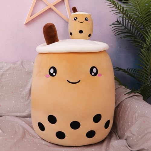Cartoon Bubble Tea Kuscheltier, Bubble Tea Kuscheltier Plüschkissen, Kawaii Bubble Tea Plüschtier,Plüschpuppe Plüsch Weich Stofftier Spielzeug, Schmusetier Geschenk für Kinder MäDchen (35cm,J) von Xiyocadt