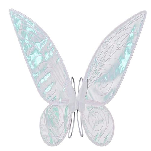 Feenflügel Erwachsene Feenflügel Kinder, White Fee Kostüm Damen, Feenflügel mit Elastischen Schultergurten, Dress Up Halloween Cospaly Schmetterling Fariy Wings Kostüm (1pcs,baise) von Xiyocadt