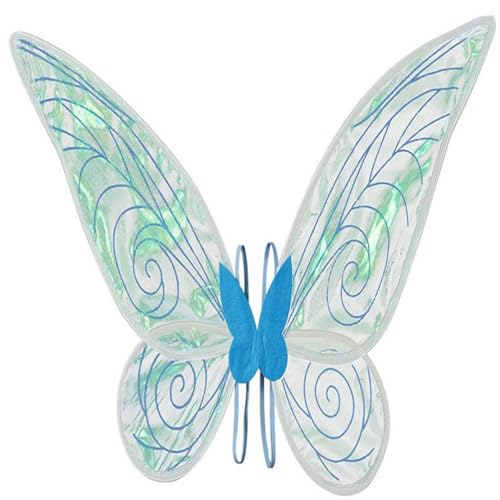 Feenflügel Erwachsene Feenflügel Kinder, White Fee Kostüm Damen, Feenflügel mit Elastischen Schultergurten, Dress Up Halloween Cospaly Schmetterling Fariy Wings Kostüm (1pcs,lanse) von Xiyocadt