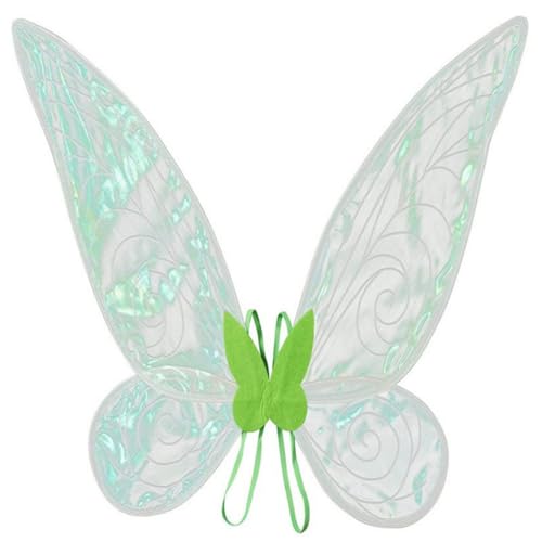 Feenflügel Erwachsene Feenflügel Kinder, White Fee Kostüm Damen, Feenflügel mit Elastischen Schultergurten, Dress Up Halloween Cospaly Schmetterling Fariy Wings Kostüm (1pcs,lvse) von Xiyocadt