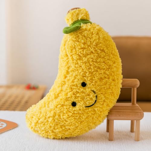 Gefülltes Plüschtier gefüllte Frucht Plüschtier, Obst Plüschtier Plüschkissen Spielzeug,Ananas süßes Spielzeug Kissen Schmusetier Geschenk für Kinder Mädchen Jungen (23cm,Bananen) von Xiyocadt