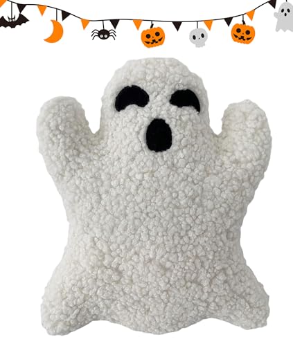 Halloween Kuscheltier Gespenster,Halloween-Dekoratives Wurfkissen Weißer Geister Plüsch HalloweenGeister Figure Geisterstofftier Geisterkissen für Halloween Kinderzimmer Sofa Dekoration (30cm) von Xiyocadt