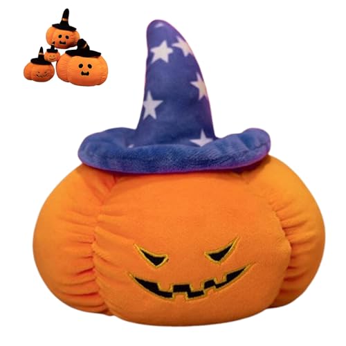 Halloween Plüsch Kürbis mit Hexenhut, 3D Plüsch Kürbis Dekokissen, Herbst Kissen, Hallow Kuscheltier FigurenPlüschtiere für Kinder Geburtstagsgeschenke Weiches Bett/Sofa Deko (20cm,Typ J) von Xiyocadt