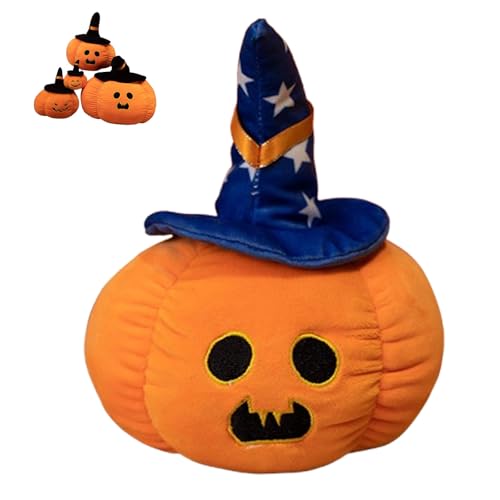 Halloween Plüsch Kürbis mit Hexenhut, 3D Plüsch Kürbis Dekokissen, Herbst Kissen, Hallow Kuscheltier FigurenPlüschtiere für Kinder Geburtstagsgeschenke Weiches Bett/Sofa Deko (35cm,Typ K) von Xiyocadt