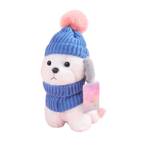 Hunde-Plüschtiere, süßes Hundewelpen-Plüschtier mit Schal,Plüsch-Hund Haustier Plüschtier Kuscheltier, Weiche Plüsch Hundkissen Kuscheltier Spielzeug Für Geschenke, Hausdekoration (20CM,Blau) von Xiyocadt