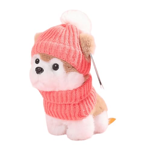 Hunde-Plüschtiere, süßes Hundewelpen-Plüschtier mit Schal,Plüsch-Hund Haustier Plüschtier Kuscheltier, Weiche Plüsch Hundkissen Kuscheltier Spielzeug Für Geschenke, Hausdekoration (20CM,Rosa) von Xiyocadt
