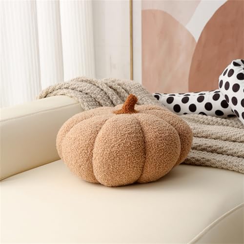KÜRbis Kissen 3d,KÜRbis Dekokissen,Halloween PlÜSchtier,Halloween KÜRbiswurf Kissen,Herbstdeko Zierkissen Sofakissen KÜRbisform, Pumpkin Pillow FÜR Kind Schlafzimmer, Geschenk (23cm,hellbraun) von Xiyocadt