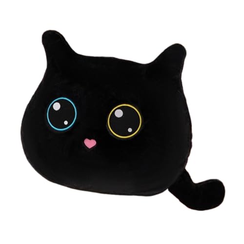 Kissen Katze,Schwarze Katze Plüschtier Schwarze,Rosa Stofftier Kawaii Katzes,Grau Katzen Plüschtier,Plüschkissen Spielzeug,Kuscheltier Ausgestopftes Tier, Weighted Plushie,Cat Plush (50cm,Schwarz) von Xiyocadt